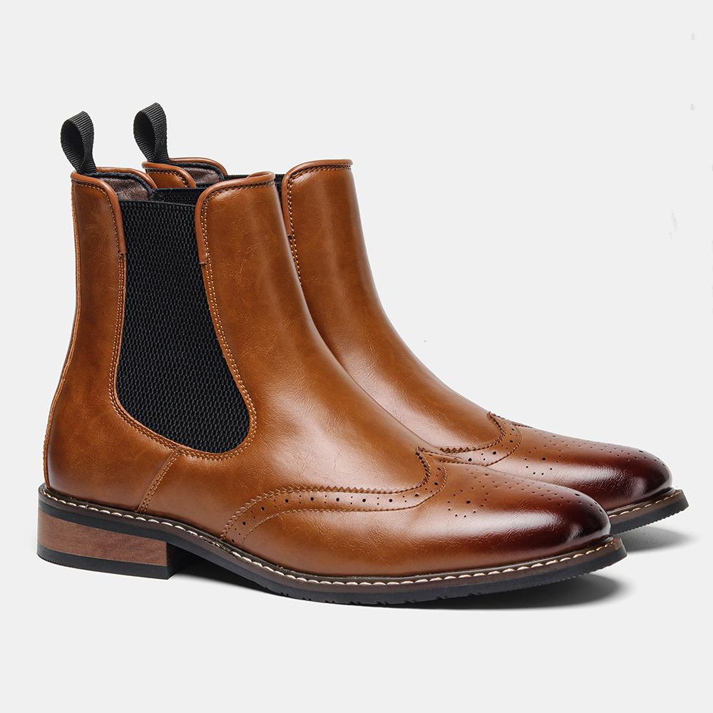 

Мода 2025Новые мужские ботинки Роскошный бренд Кожаные ботинки Модные ботильоны Челси Классика Деловой кэжуал Формальные ботинки Botas Masculinas 39