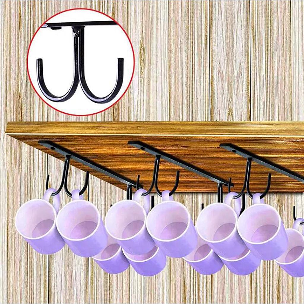 Hooks Towel Coffee Cup Mug Holder Hang Kitchen Under Shelf Rack Hook Display