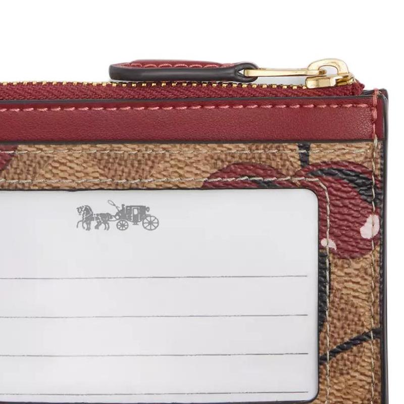 New COACH Skinny Id Case Coated Canvas Card Holder Mini Women's Tan Multicolor CZ462-IMTAM