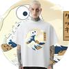 Wellen Rundhalsausschnitt Übergroßes lockeres T-Shirt Vintage Klassische Herren Tops Grafik Rapper T-Shirt Mode Straßenkleidung Bequeme dehnbare T-Shirts