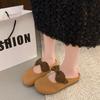 Fashion Spring New Baotou Slippers Women's Round Head Shallow Mouth Suede Butterfly Knot Soft Sole Anti-slip Wear-resistant Flat Shoes