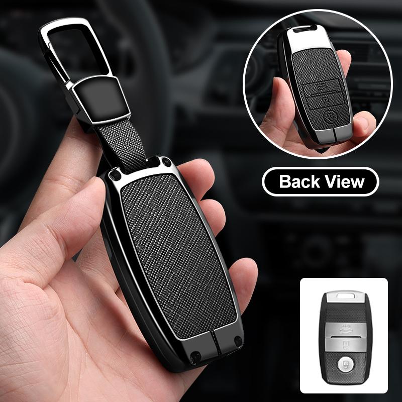 3/4 Button Zinc Alloy Leather Car Key Case For Kia Kx3 Kx5 K3S Rio Ceed Cerato Optima Sorento Niro Soul Key Fob Car Key Case