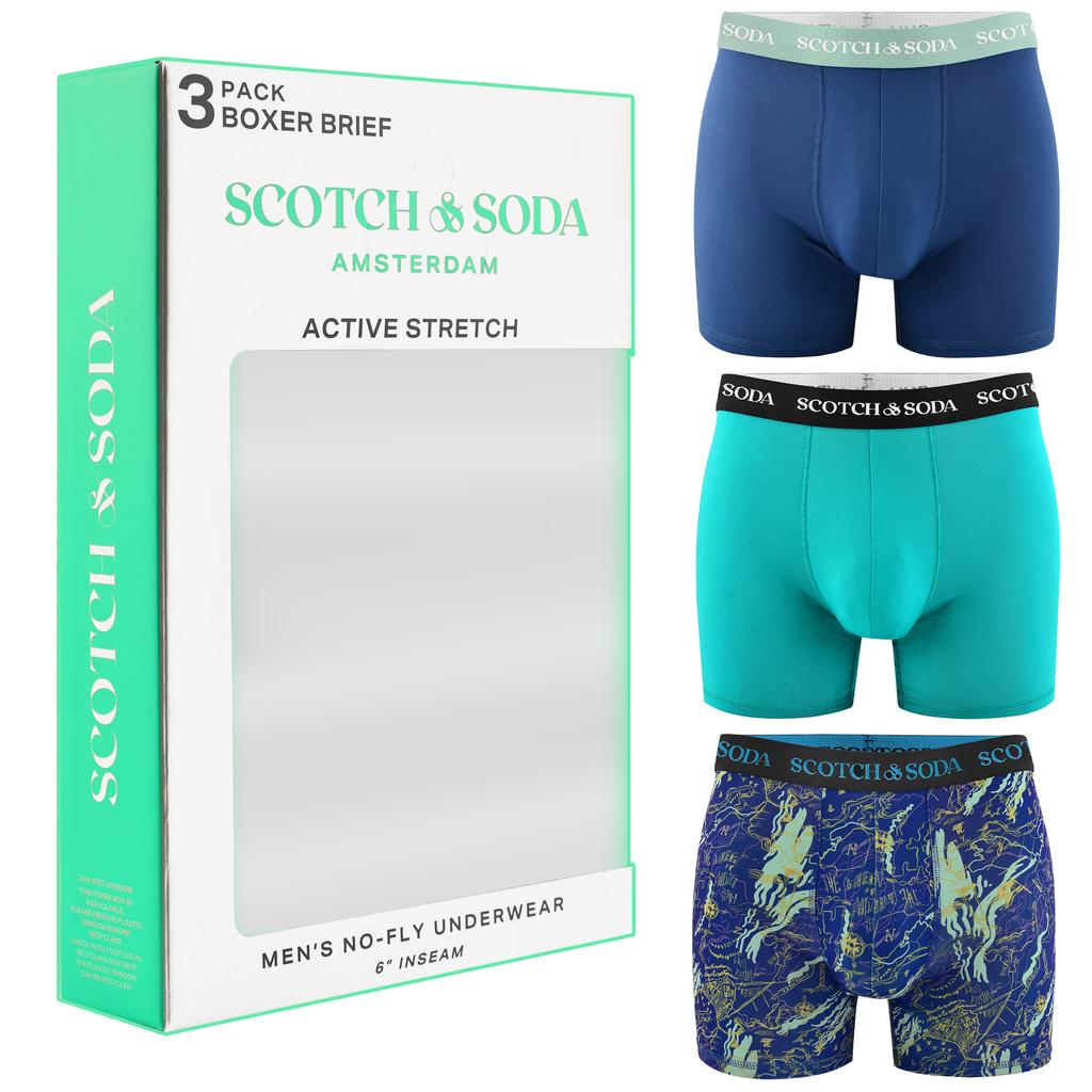 Scotch&Soda Men's Boxers 3-Pack Active Ultra Delicate Longer Leg