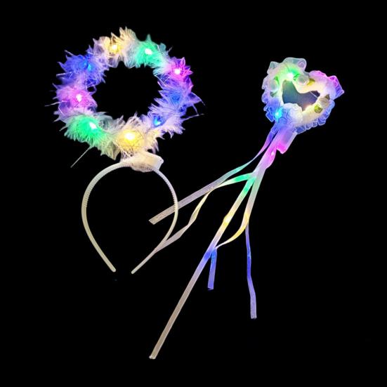 Zářivá čelenka s křídly Elfí víla Svítící hůlka Andělská víla Foto rekvizita Sada pro dívky Rozsvěcující se kostýmový doplněk