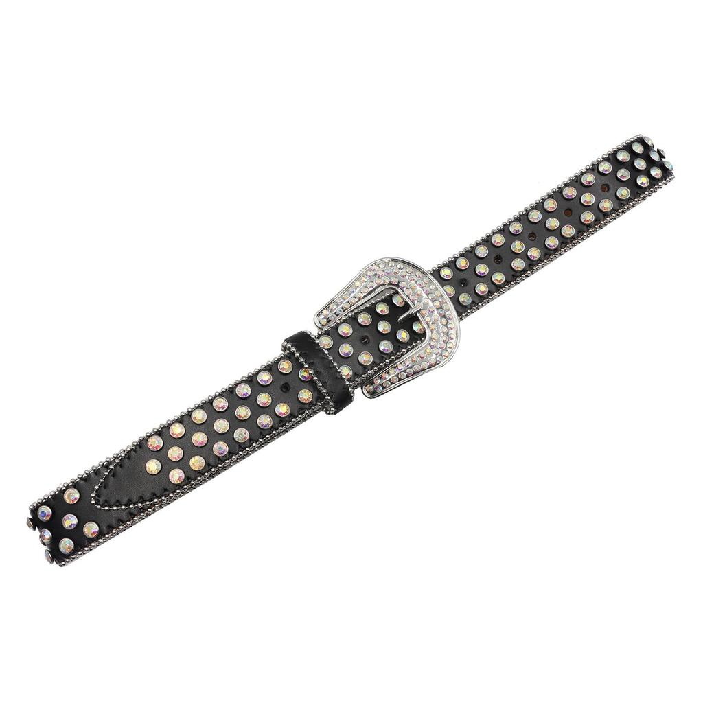 Cross-Border Punk Belt with AB Color Rhinestones In European & American Style for Men & Women