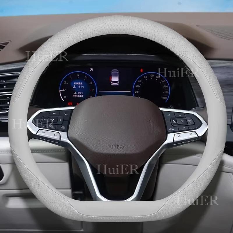 New For VW Volkswagen Nivus D Type Flat Bottom Steering Wheel Cover Breathable Anti-Sweat Auto Decoration Interior Accessories