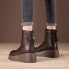 Comfortable fashion boots women's autumn and winter new versatile fashion heightening zipper soft sole non-slip short women's leather boots