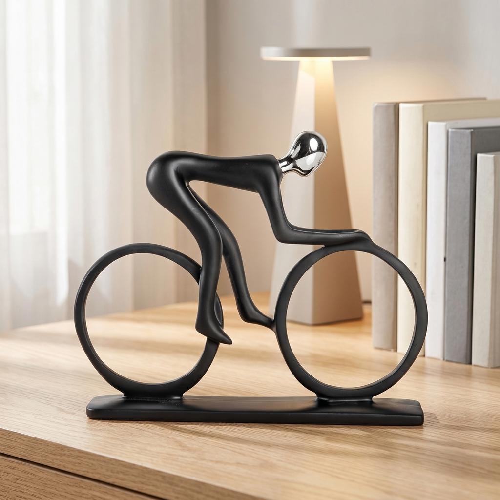 Modern Abstract Cyclist Sculpture Desktop Ornament Creative Sports Bicycle Figurine Home Office Decorative Accent Piece