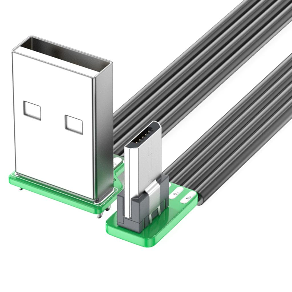 90-градусный кабель USB 2.0 - Micro USB с угловым разъемом для смартфонов, планшетов и других устройств, поддерживает быструю зарядку и передачу данных