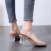 Fashion New Women Slipper Summer Crystal Heel Women Beach Slippers Transparent PVC Sandals Square Toe Slides 2024 Yuj7
