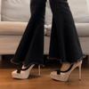 Waterproof table high heels stiletto 2025 new French bow fairy catwalk nightclub sexy single shoes