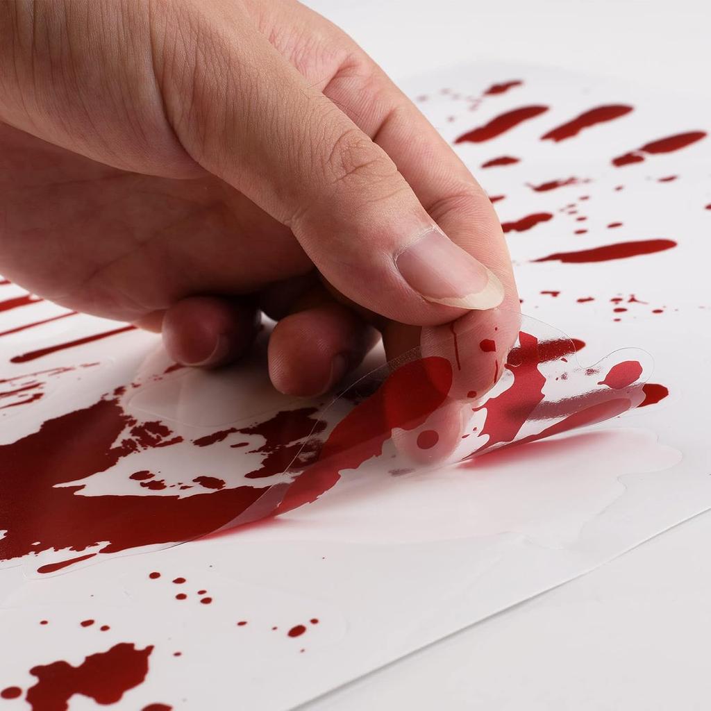 159 PCS Halloween Decorations, 8 Sheets Terror Bloody Handprint Footprint Window Stickers, 8 Sheets Tattoo Stickers, Halloween Party Indoor/Outdoor