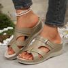 2025 Summer New Product Large Size European and American Style Light Wedge Heel Slippers Women's Slippers Metal Belt Buckle Women's Shoes