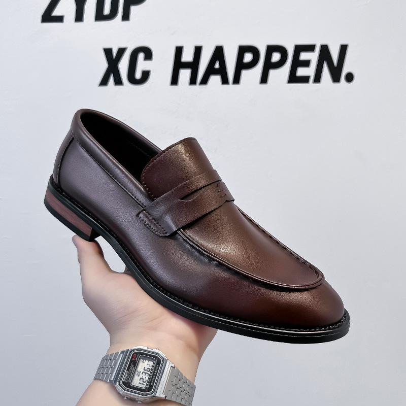 

Retro craft men s one-pedal horse leather loafers, small leather shoes, lazy shoes, driving shoes 24258-A 46 світло-коричневого кольору