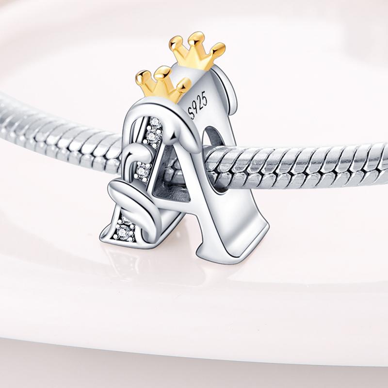 Copper Original Crown 26 Letters Charm Beads Fits Bracelets Bangle Necklace For Women Luxury Diy Jewelry Fine Gifts