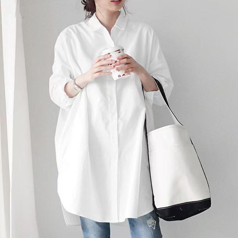 

Women s Plus Size Long Sleeve Slimming Shirt - Summer Loose Fit, Solid Color XXL білий