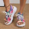 New Mesh Fly-woven Color Front Lace-up Fish Mouth Hollow Platform Sandals Casual Sandals
