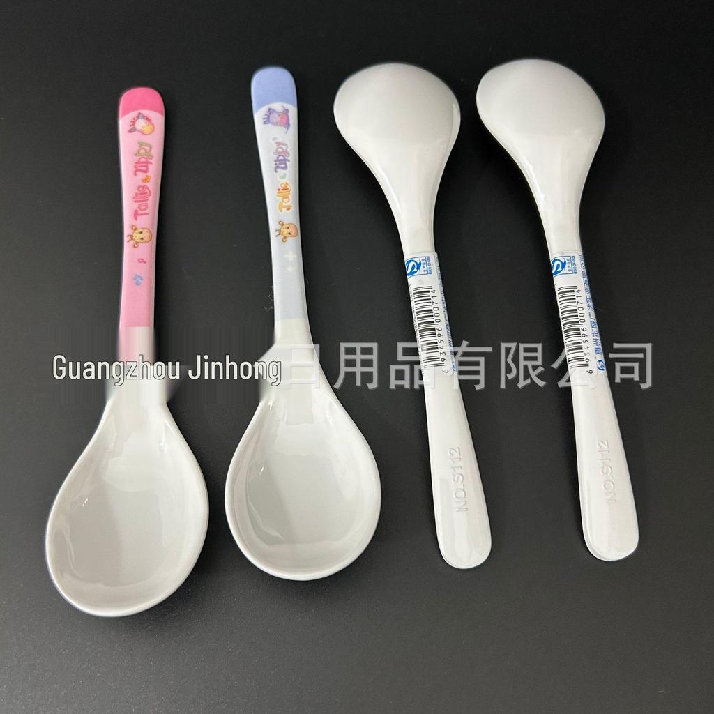 Cartoon Melamine Spoon: Long Handle Rice & Soup Spoon for Kids & Adults