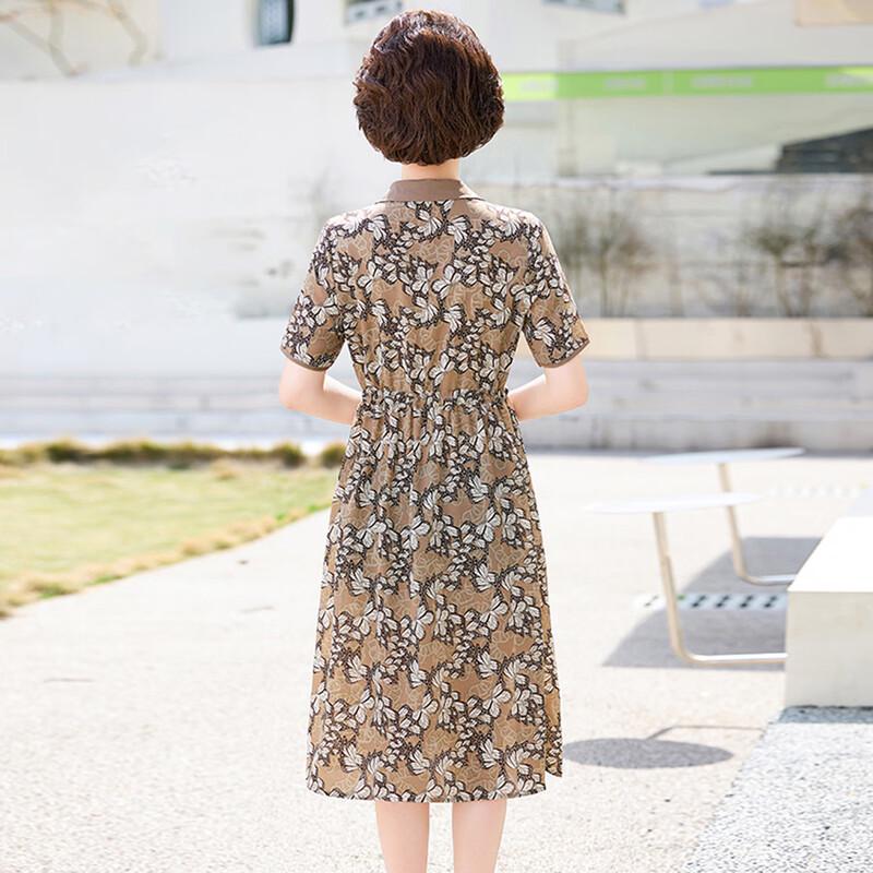 WoXue Elegant Chiffon Shirt Dress for Middle-Aged Women