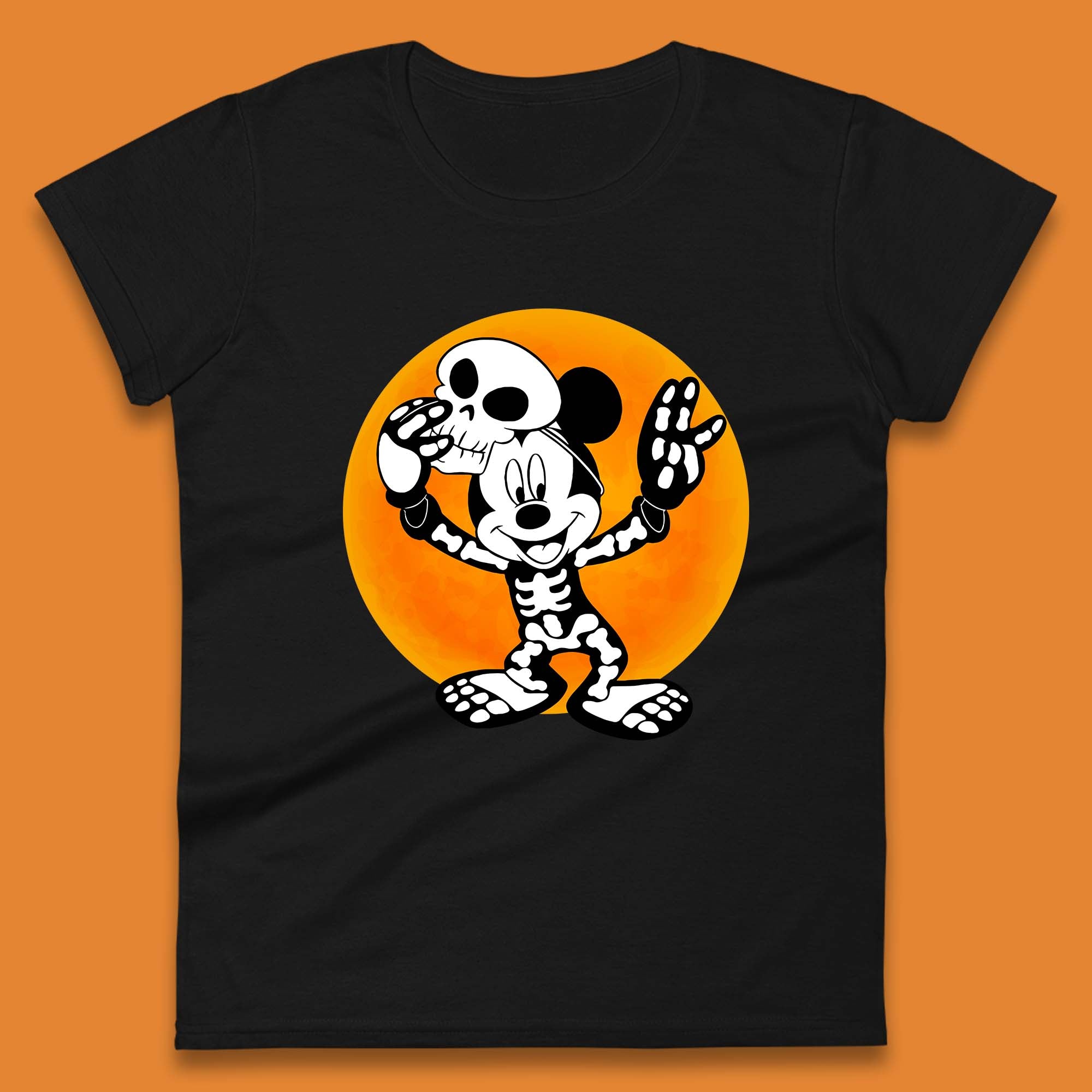 Disney Halloween Mickey Mouse Skelton Costume Disney World Horror Scary Disneyland Trip Womens Tee T Shirt Mens Tops Unisex Top 2XL
