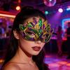 Purple Green Yellow Sequin Mardi Gras Masque Masquerade Venetian Carnival Half Face Mask Halloween Cosplay Accessories+