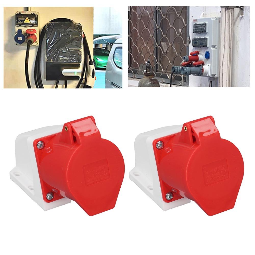 2 Conjuntos de Tomada Industrial 5 Pinos 32A 380-415V IP44 Conector Industrial à Prova d'Água 3P+E+N Tomada de Superfície de Alta Resistência