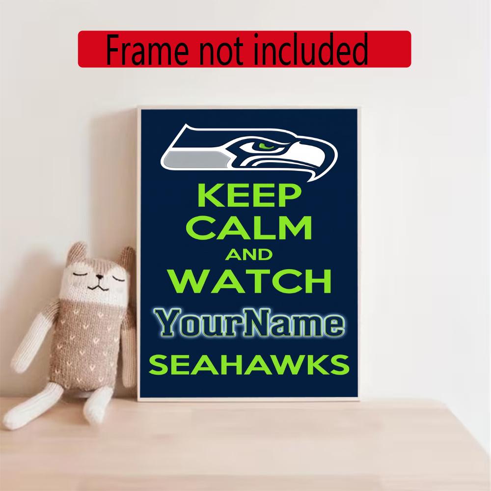 Seattle Seahawks Personalized Text Diamond Painting Round Diamond Mosaic Rhinestones Diamond Embroidery Craft Kit Wall Decor Without Frame