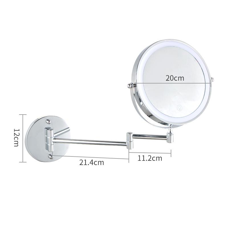 8 Inch Rechargeable Wall Mounted Bathroom Makeup Mirror with 3 Colors Lighting,Double Sided 10X Magnifying Lighted Vanity Mirror