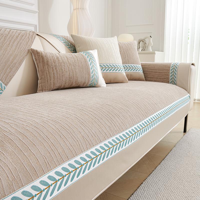 Cream Leaf Wheat Sofa Cushion Universal In All Seasons  New Chenille Seat Cushion Non-Slip Sofa Cover Cover Cloth