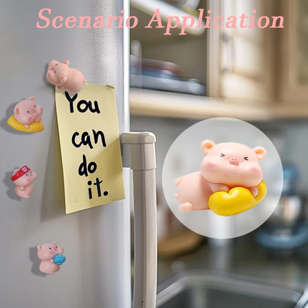 Animal Magnets Refrigerator, Glrovazas 12Pcs Locker, Funny Magnets, Resin Pig Decorative Magnets for Classroom Kitchen Office