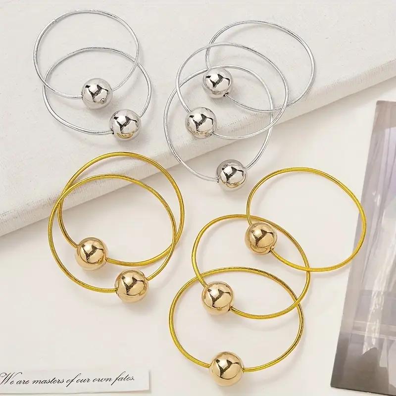 1PCS Gold and Silver Spherical Elastic Hair Rope High-end Sweet Cool Hair Ring Does Not Hurt The Hair Ball Low Ponytail Hair Rope Hair Accessories