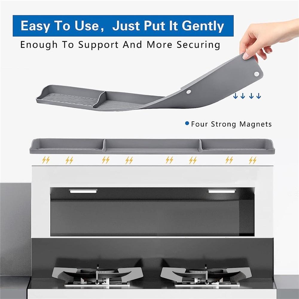 30-inch Kitchen Stove Top Rack, Stainless Steel Built-in Non-slip Rubber Mat Spice Rack for Flat-top Stoves, Kitchen Organizer Rack