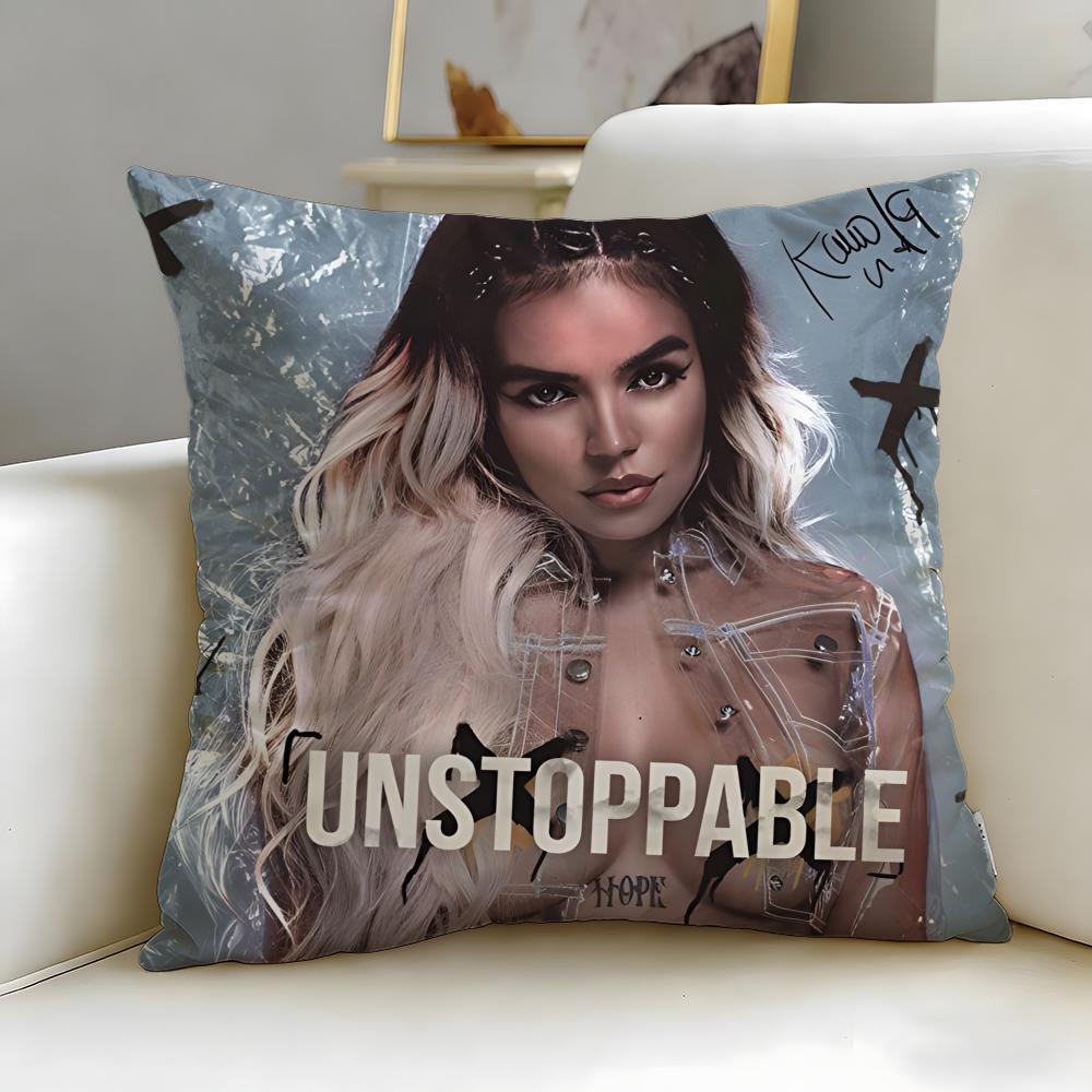 popular singer KAROL G Cushion Cover Soft  EasyWash Pillow Case  Versatile for Couch Bed Travel and Office