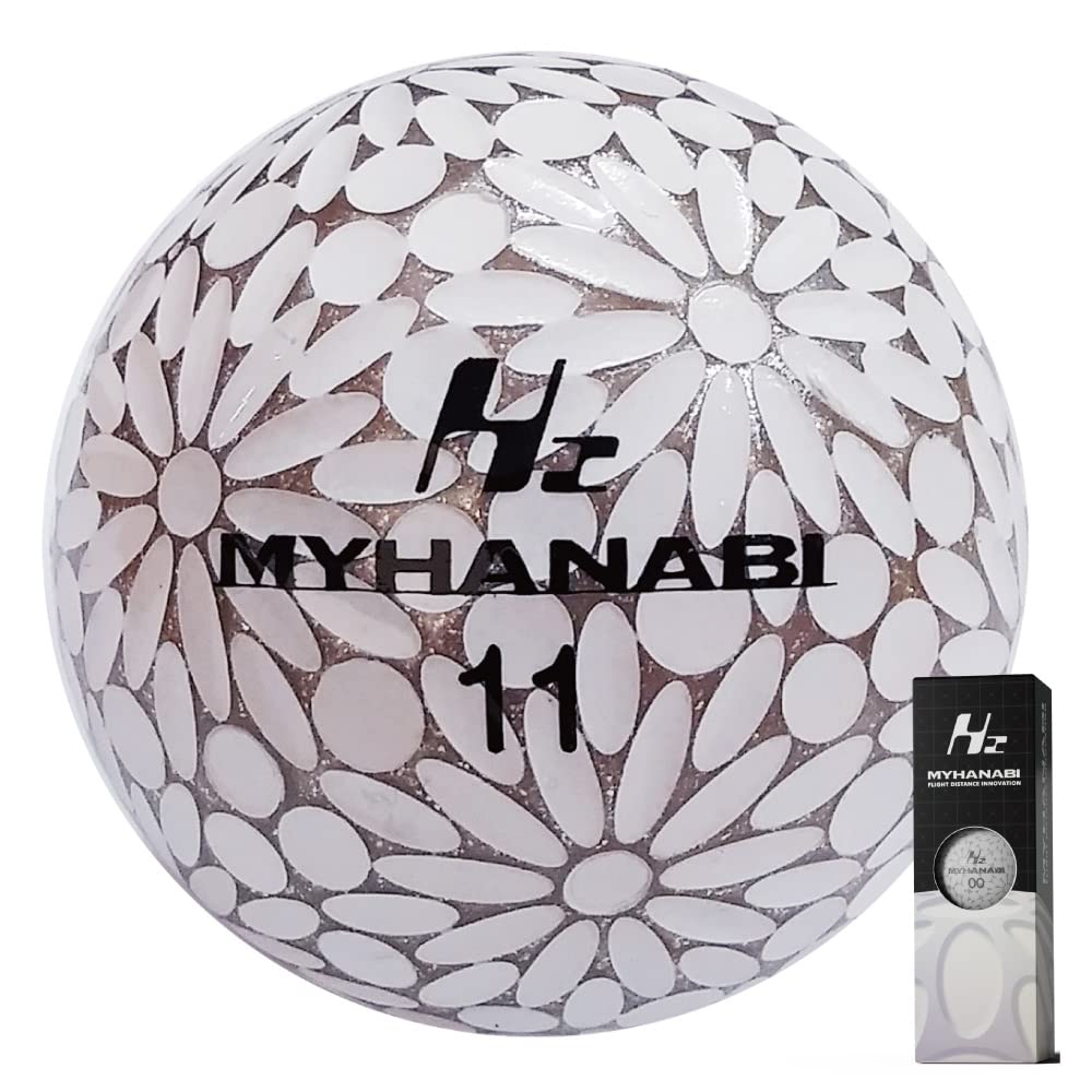

MYHANABI H2 Soft Distance Golf Balls 3 Made in Japan (White Silver, Balls)