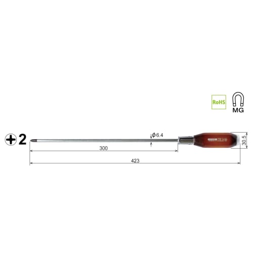 VESSEL Powerful Penetrating Driver Wooden Handle (Long Shaft Type) +2ÁE00 100