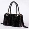 Nova bolsa feminina de luxo com pele de vison real, bolsa tiracolo feminina com pele de barbatana real