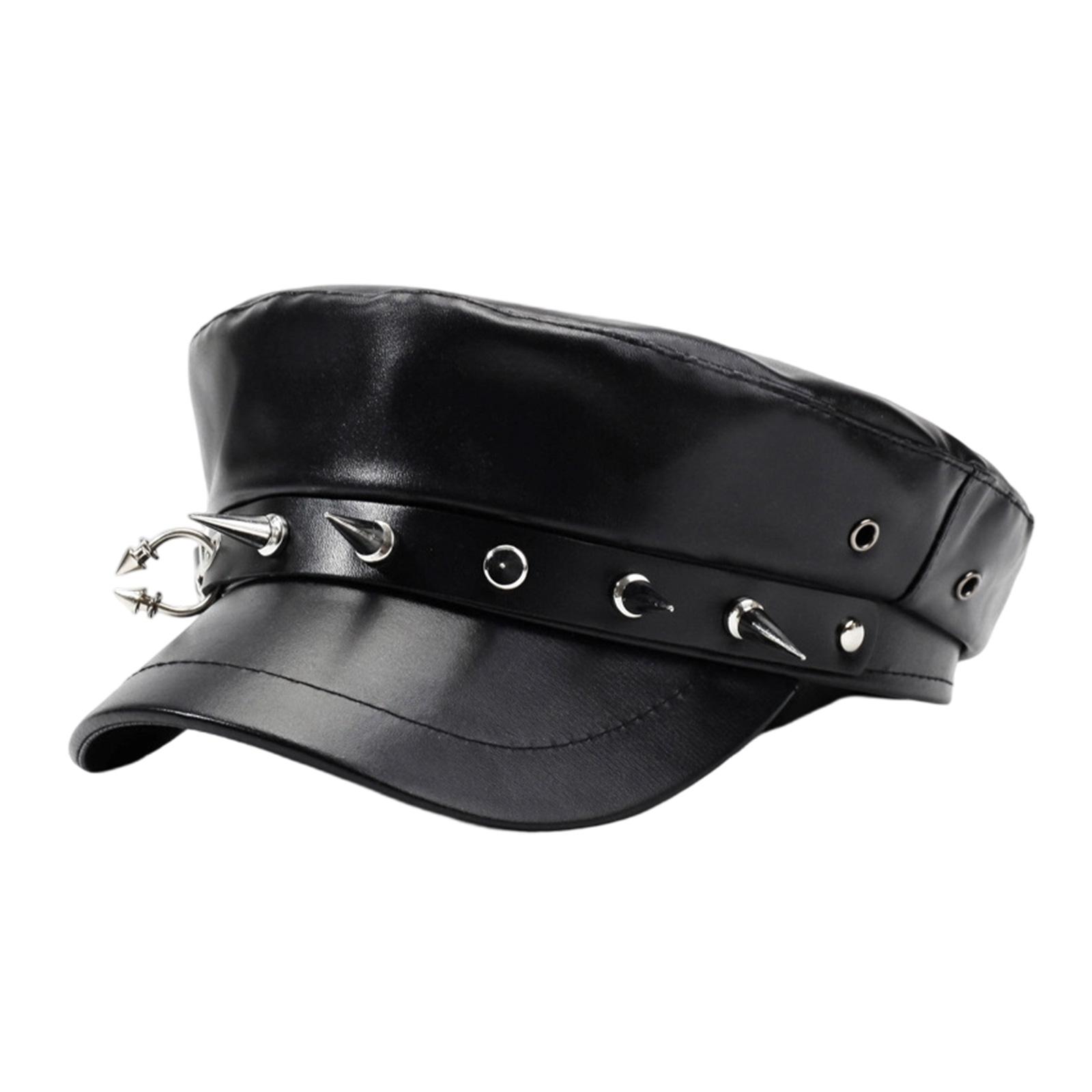 

Modern Gothic PU Beret Hat With Unqiue Silhouettes Cap Captain Caps Ideal For Artistic Event Daily Use чорний