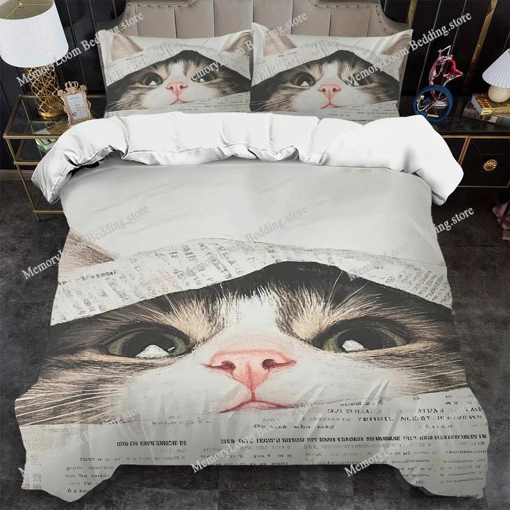 Cute Cat Aesthetic Art Duvet Cover Set Home Style Bedding Soft Laundry Cotton Bed Four Seasons Student Dormitory Home Textile741