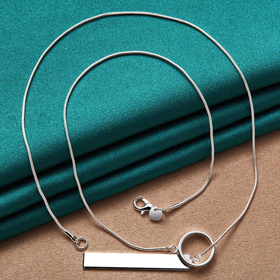 

URMYLADY из стерлингового серебра 925 пробы, прямоугольное кольцо, 18 дюймов, ожерелье с подвеской для женщин, свадебная вечеринка, модные украшения 45cm