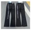 RogueWave American High Street Trendy Brand Letter Sash Trendy Flared Jeans Internet Celebrity Slimming Lightweight Long Pants