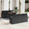 7 Piece Garden Sofa Set with Cushions Black