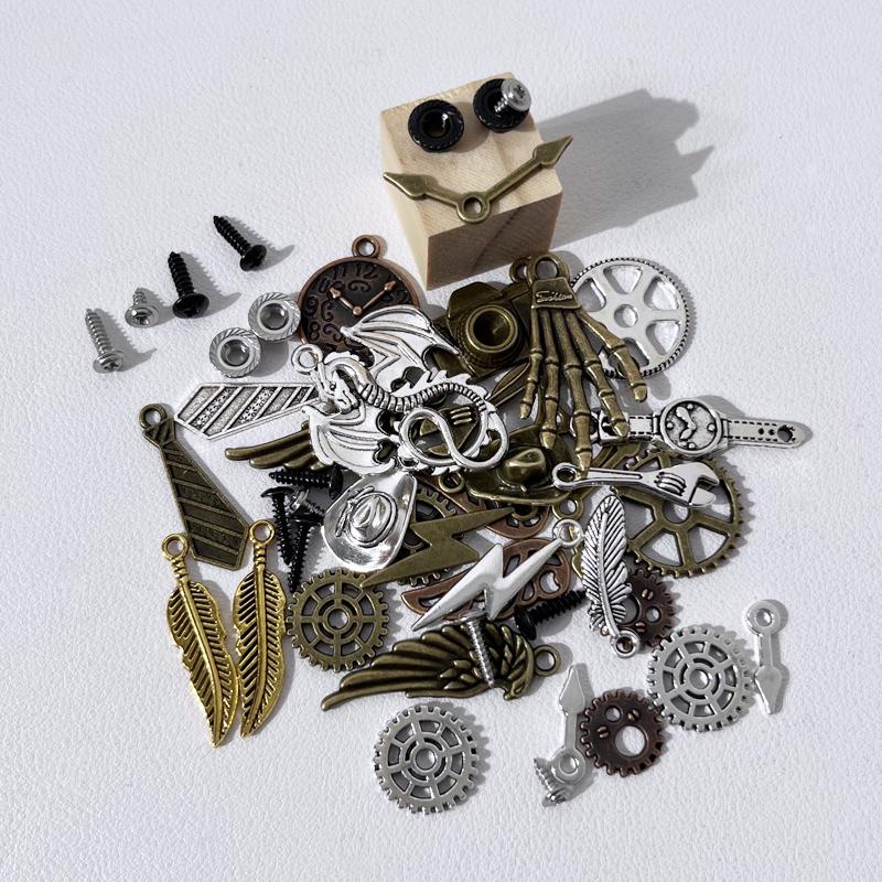 Стимпанк Деревянный Робот Подвеска Набор: Сделай сам креативное ожерелье для родителя и ребенка