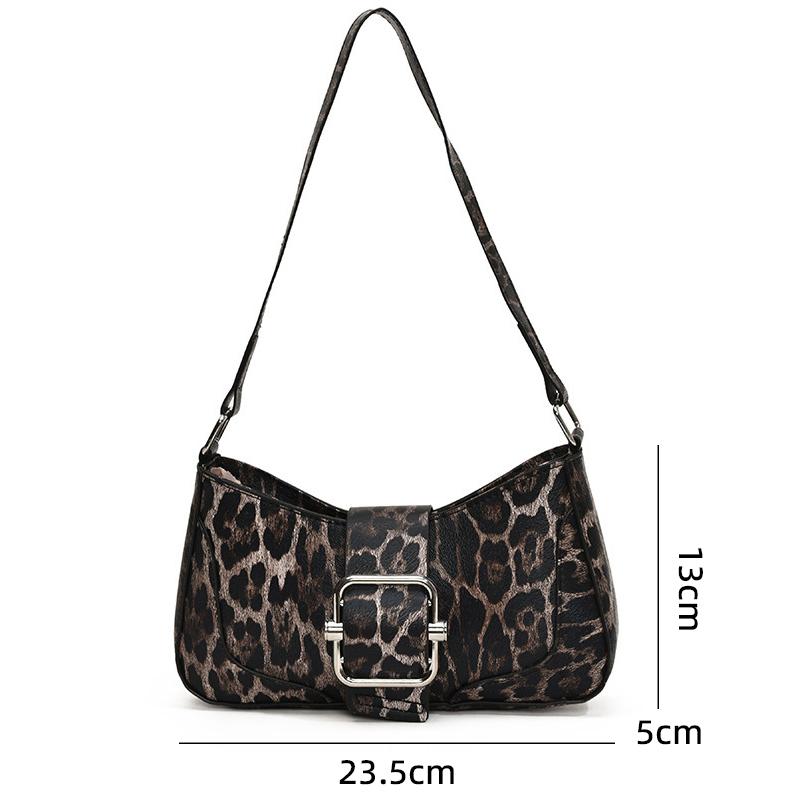 PU Women Crossbody Bag Leopard Print Bag Fashion One-shoulder Underarm Bag Niche Design Messenger Bag