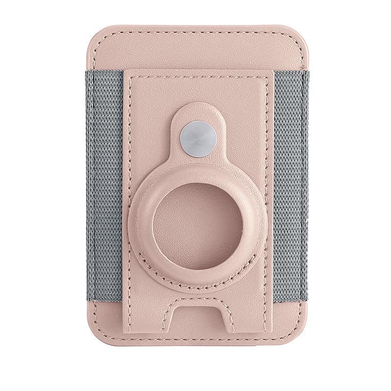 Leather Magnetic Card Holder for AirTag Locator - Strong, Elastic, MagSafe Compatible ID Wallet