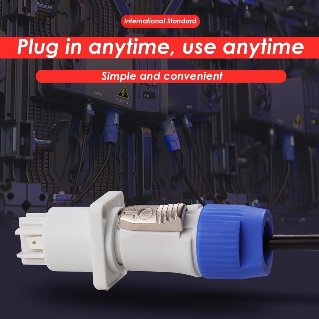 Heavy-Duty PowerCon Connectors, 3-Pin AC Male and Female, 250V 20A, High-Performance Aviation-Grade for Stage Lighting and Audio Equipment.
