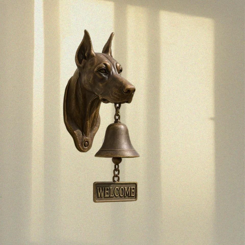 Door Chime Bell Dog-Shaped Welcome Doorbell Resin Animal-Themed Chime Wall Decoration for Entry Indoor Business Shop Gate Porch