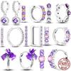 Original 925 Silber Lila Zirkon Iris Ohrringe Creolen Serie Damen Party Exquisiter Leichter Luxus Ohrringe Schmuck