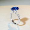 Blue Diamond Zirconia Pavé Women's Ring - High-End S925 Silver with High Carbon Diamond