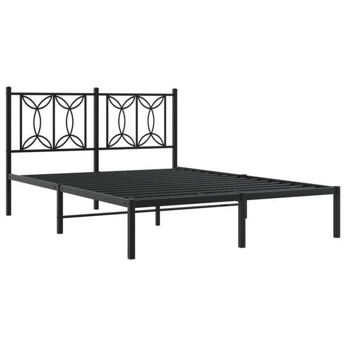 VidaXL Cadre de lit métal sans matelas avec tête de lit noir 135x190cm 376127