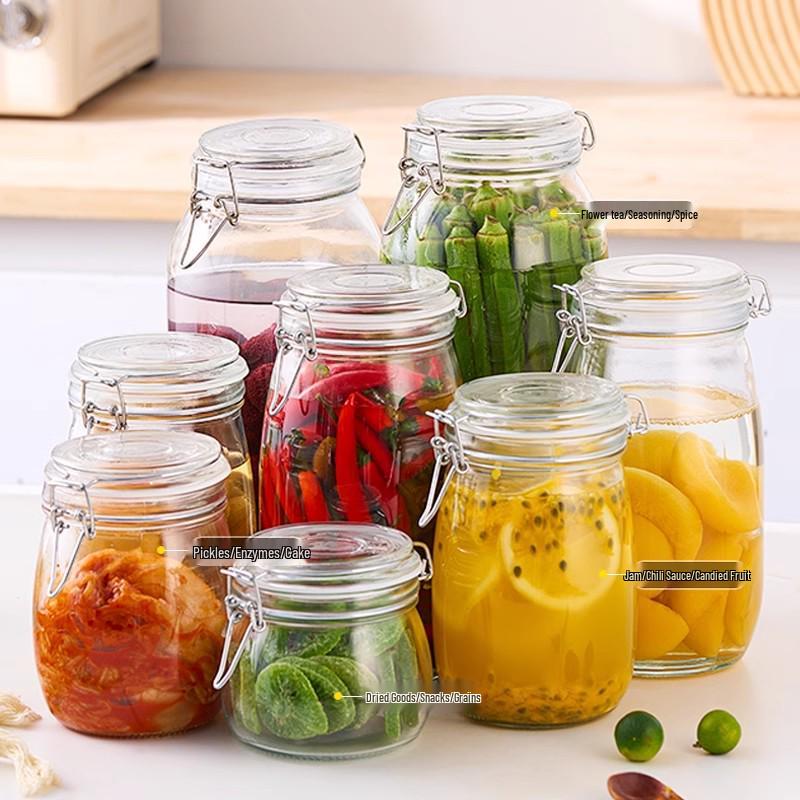 Transparent Glass Sealable Food Storage Jar & Pickling Crock